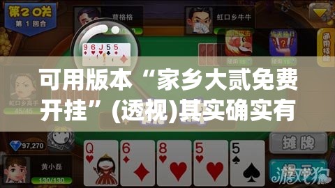 可用版本“家乡大贰免费开挂”(透视)其实确实有挂