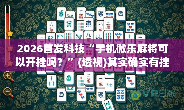 2026首发科技“手机微乐麻将可以开挂吗？	”(透视)其实确实有挂