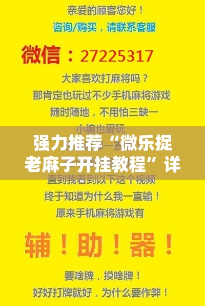 强力推荐“微乐捉老麻子开挂教程”详细外挂透视辅助软件教程