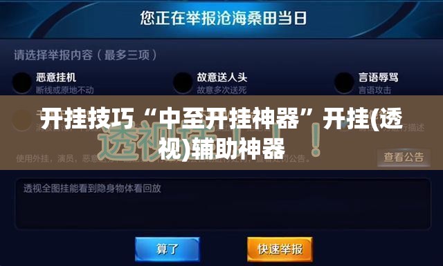 开挂技巧“中至开挂神器”开挂(透视)辅助神器