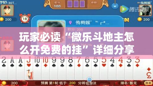 玩家必读“微乐斗地主怎么开免费的挂”详细分享装挂步骤
