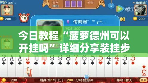 今日教程“菠萝德州可以开挂吗”详细分享装挂步骤