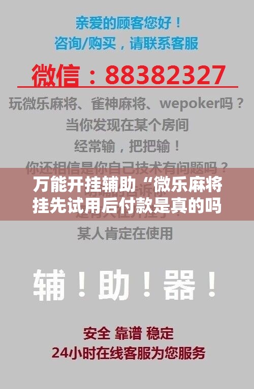 万能开挂辅助“微乐麻将挂先试用后付款是真的吗”科技辅助神器手机版