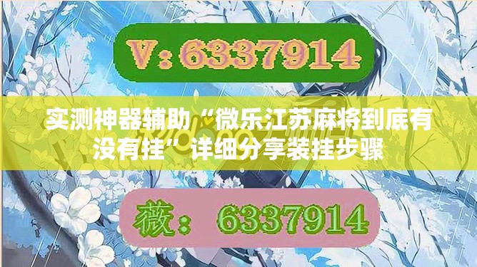 实测神器辅助“微乐江苏麻将到底有没有挂	”详细分享装挂步骤