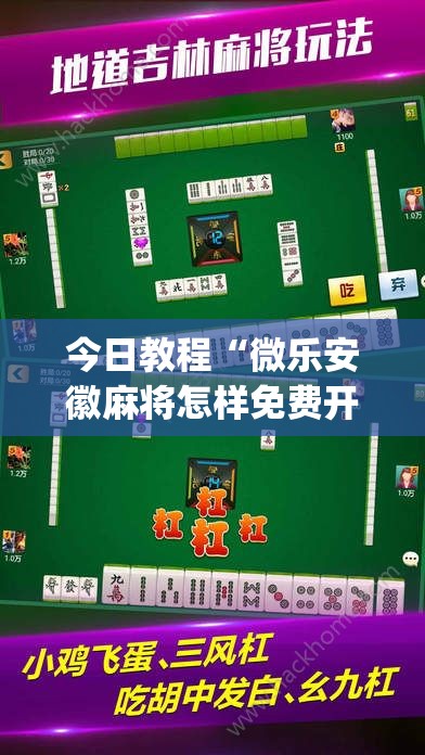 今日教程“微乐安徽麻将怎样免费开挂”开挂(透视)最新辅助详细
