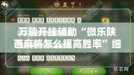 万能开挂辅助“微乐陕西麻将怎么提高胜率	”细辅助教程分享
